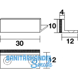 Anschlagpuffer fr Glastren, 30x10x12mm, Messing verchromt poliert