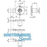 HEKNA 508 Zylinder-Kastenschloss links, Dornma 30 mm, Zamak