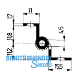 Stil-Mbelband Krpfung D 7,5 mm, links, 50x33 mm, Messing brniert