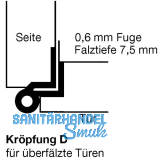 Mbelband Krpfung D, links, 50x33 mm, Messing vern. matt