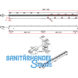 Ausziehtischfhrung ALU 77,Auszugslnge 1850 mm,Platten 2x500,Aluminium