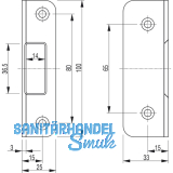 Winkelschlieplatte BKS f. Mehrfachverriegelung Secury, universal, Edelstahl