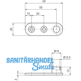 Stangenfhrungsplatte BMH 1144 f. Rundstange  10 mm, Stahl verzinkt