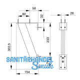Barkonsole RAB schrg 50 x 10 mm, Hhe 322,5 mm, Tiefe 154 mm,Aluminium eloxiert
