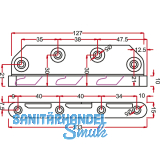 Verbindungsbeschlag mit 3 Haken, Einbauhhe 130, Stahl verzinkt