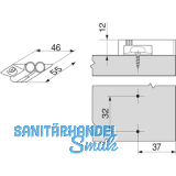 BLUM BLUMOTION Doppel-Kreuzadapterplatte, Kunststoff RAL 7036 platingrau
