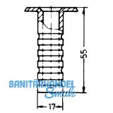 Bodenbchse ohne Verschluss, 10 mm, Hhe 55 mm, Messing vernickelt matt