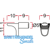 Steckbodentrger Winkel 1, Bohr  5 mm, Zink vernickelt, VPE 1000 ST