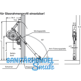 Bremsklappenhalter SDS, ffnungswinkel 90, Stahl vernickelt/Kunststoff wei