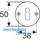 SCH-LINE Schlsselrosette BBU-/L-Form,  50 mm, Hhe 7 mm, silber eloxiert