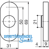 DORMA Drckerrosette PREMIUM 6621 -oval mit Hochhaltefeder, 23,5 mm, Edst. matt