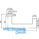 DORMA Drckerlochteil PREMIUM 8907 - 20, 0 mm, Edelstahl matt