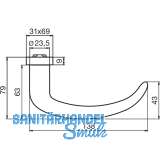 DORMA Drckerlochteil PREMIUM 8999 - 23, 5 mm, silber eloxiert