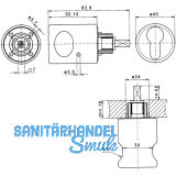 JuNie 3570 ASS Zylinder-Drehgriff Profil-Halbzylinder gerichtet fr PZ, Zamak