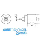 HEKNA ERGO-LINE SYSTEM 30 Zylinder Drehknopf Metall rechts, Zamak matt
