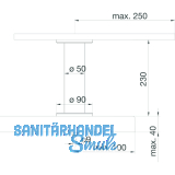 Barkonsole Irland gerade  50 mm, Rosetten  90mm, Hhe 230mm, Edelstahl