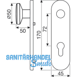 Knopfkurzschild K 130, PZ 72 mm, Edelstahl