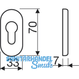 ECO Zylinderrosette PZ, 70 x 33 x 7 mm, Edelstahl rostfrei