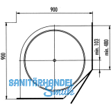 NINKA ProArc Drehboden Vollkreis,  710 mm, KB 900 mm, Polystyrol alugrau