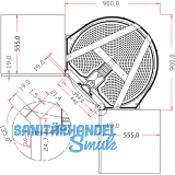 NINKA MONDO Eckschrank-Drehbeschlag Winkelfalttr 90 Grad, KB 900 mm