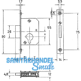 JuNie 2863 Zylinder-Einsteckschloss, Dornma 30 mm, blank, Stulp Messing
