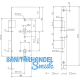 Einstemmschloss WC, rechts, DM 55, Entf. 78 mm, Stahl silber lackiert