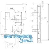 Einstemmschloss BMH PZW, links, DM 55, Stahl silber lackiert