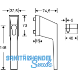 FSB Fenstergriff 34 3495 009 - fr PZ vorgerichtet, VK 7 x 34 mm, silber elox.