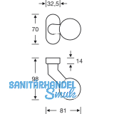 FSB Trknopf 07 0846 - auf Ros.,  50 mm gekrpft fest vernietet, Edelstahl