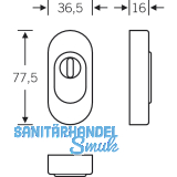 FSB SH-Zylinderrosette FSB 73 3249 oval, 36, 5x77, 5x16 mm, silber eloxiert