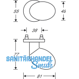 FSB Trknopf 23 0829 - auf Ros.,  50 mm fest 55 mm, silber elox.