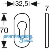 FSB Zylinderrosette PZ, oval, 32, 5 x 70 x 7 mm, Aluminium silber eloxiert