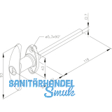 Stangenverschluss-Griffolive verschiedensperrend, 93 mm, Zinkdruckgu verchromt