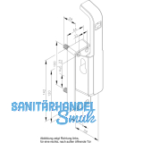 Trtreibriegel aufliegend Pfeil, schwer sperrbar, links, Hub 23 mm, silber elox.