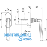 GRUNDMANN Fenstergriff ALT - WIEN 904HA - VK 7 x 35, m Rast., Messing poliert