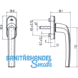 ROTO Fenstergriff SAMBA - verdeckt geschr., VK 7 x 37 mm, Alu Titan matt