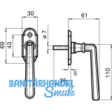 GRUNDMANN Fenstergriff ALT-WIEN 904H - sichtbar geschraubt, 7x35, Mess. poliert