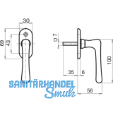 GRUNDMANN Fenstergriff ELEGANT 504 - sichtbar geschraubt, 7x35, Alu poliert