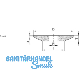 TYROLIT Schleifscheibe konisch Form 3 gerade Edelkorund 150 x 8 x 20 mm Korn 60