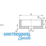 TYROLIT Schleiftopf Form 6 gerade Edelkorund 125 x 63 x 20 mm Korn 54