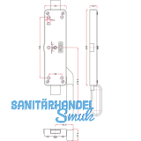 Falttortreibriegel, Hub 45, 240 x 70 x 23 mm, rechts, Stahl verzinkt