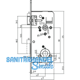Fluchttrschloss 127 PA.D,EN 179/1125, 50/250 mm, Dorn 60 links,Edelstahl