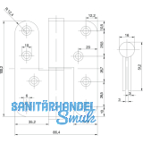 Aufschraubband B 1835 rechts, 100,2 x 86,4 x 3 mm, Edelstahl