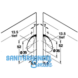Gehrungsscharnier mit Gehrungsschnitt 45, Zamak/Stahl vern.