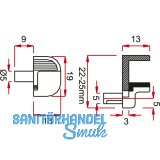 Glasbodentrger Alfa Stop zum Stecken, Bohr  5 mm, vernickelt