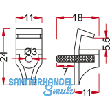 Glasbodentrger Andrea zum Stecken,Bohr  3 mm,Kunststoff transparent,VPE 1000ST