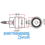 Glasbodentrger Gabi zum Anschrauben, mit Gummiauflage, vernickelt