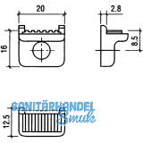 Glasbodentrger Pull zum Anschrauben, Glas 5-8 mm, vernickelt,VPE 100 ST