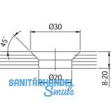 Glaspunkthalter Senk 30, 8 - 20 mm Glas, Edelstahl/Aluminium