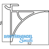 Wall Sys Glastablartrger W12, Lnge 50 mm, Aluminium natur eloxiert